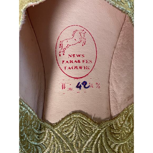 Moroccan, NWOT, Gold babouche‎ slippers, Leather Sole, Handmade, Ladies 8-8.5 - Picture 4 of 10